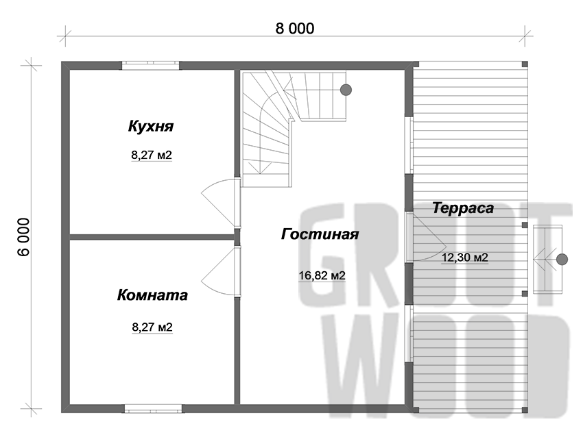 Дом с мансардным этажом 8 х 6 м, 84 кв. м. план