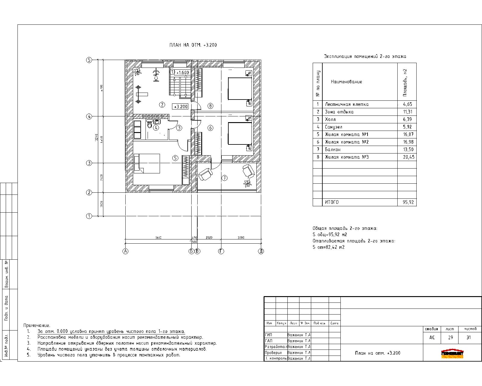 Проект 2-х этажного дома план
