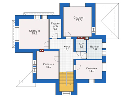 Проект кирпичного дома 38-87 план