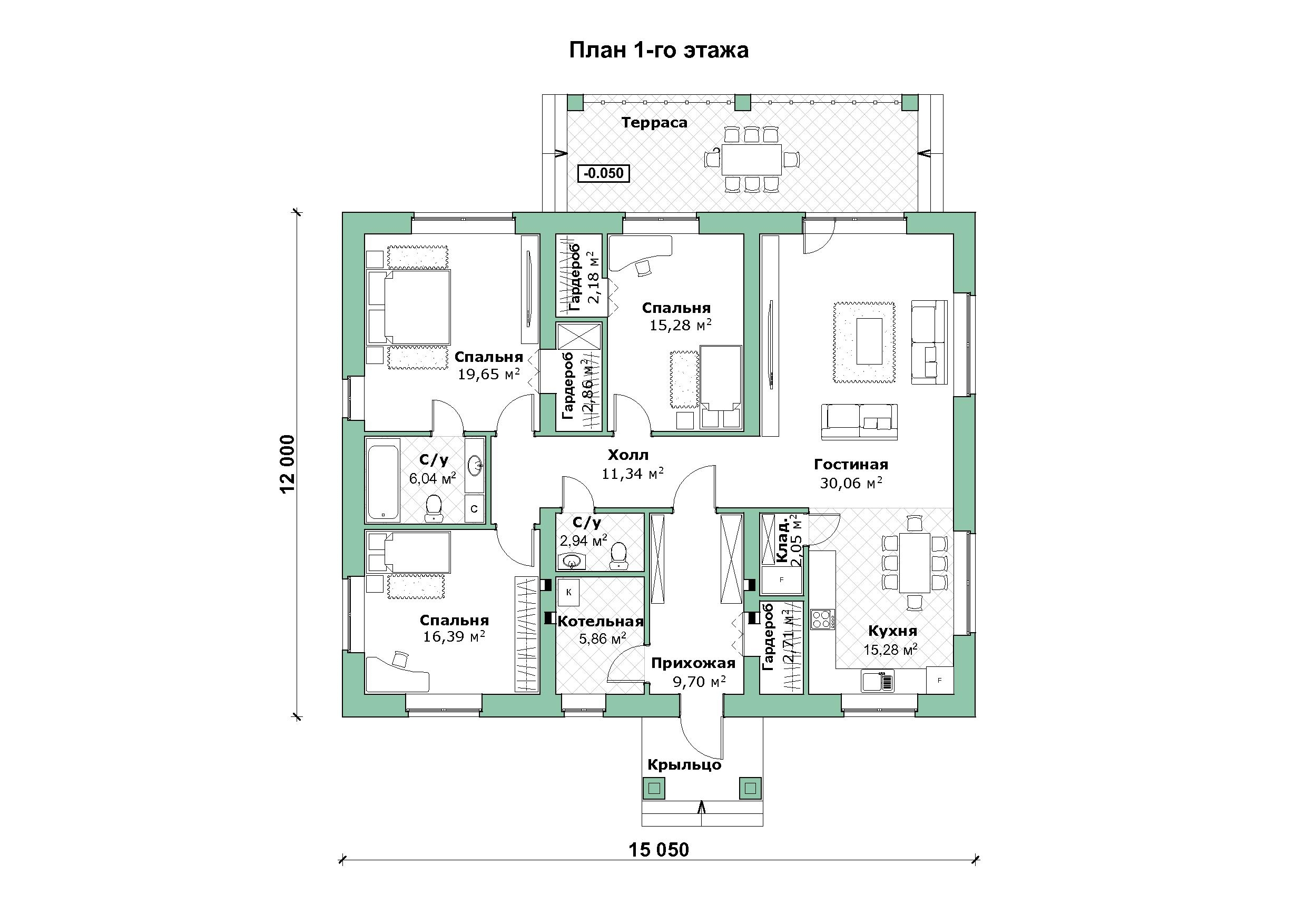 Проект одноэтажного дома Б-05-17 план