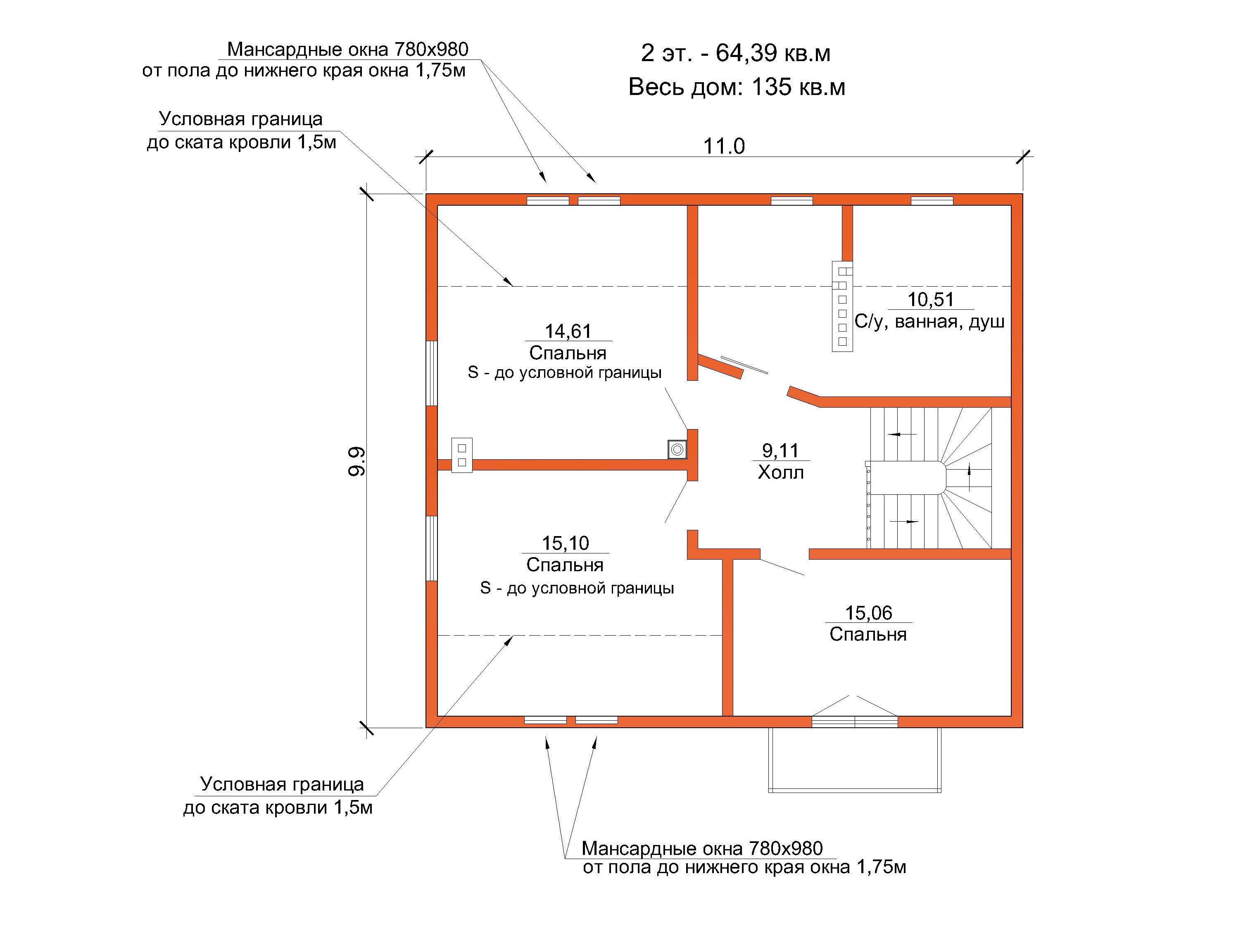 Проект коттеджа "Новый дом" - 135 кв. м план
