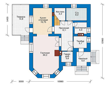 Проект кирпичного дома 41-36 план