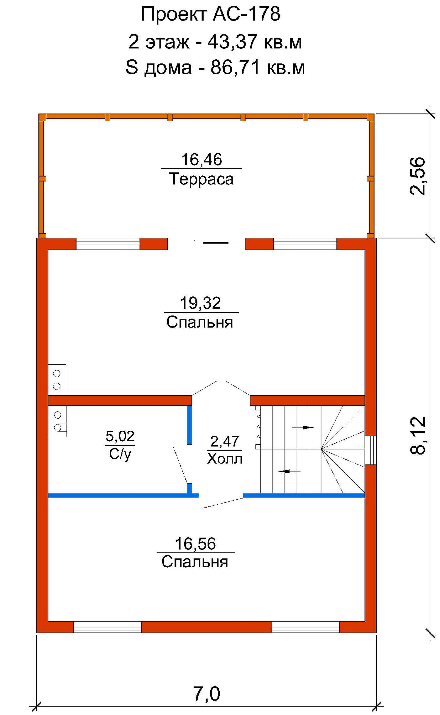 Проект каркасного дома 86 кв.м // Артикул АС-178 план