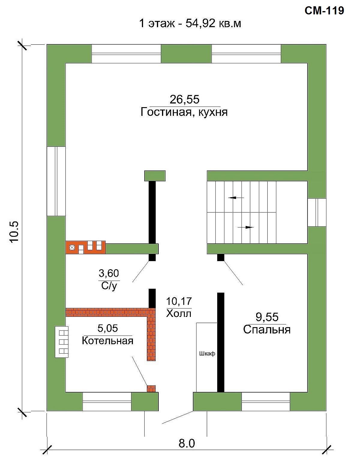 Готовый проект дома 167 кв.м // Артикул СМ-119 план