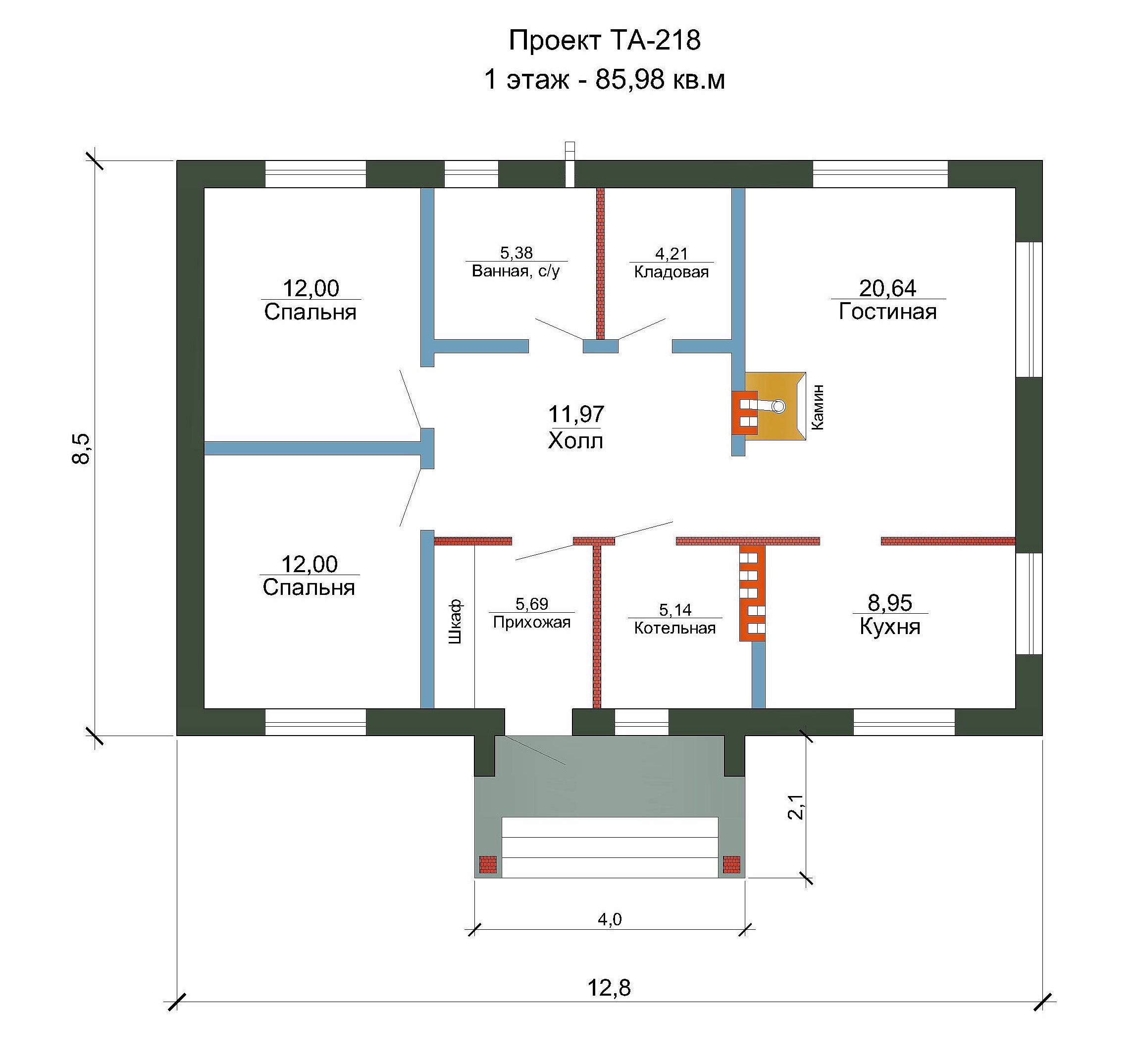 Готовый проект дома 85 кв.м // Артикул ТА-218 план