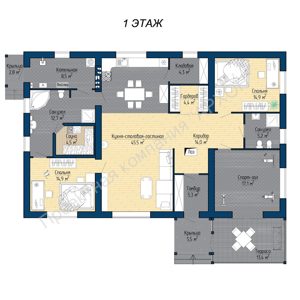 Современный просторный 1-этажный дом  план