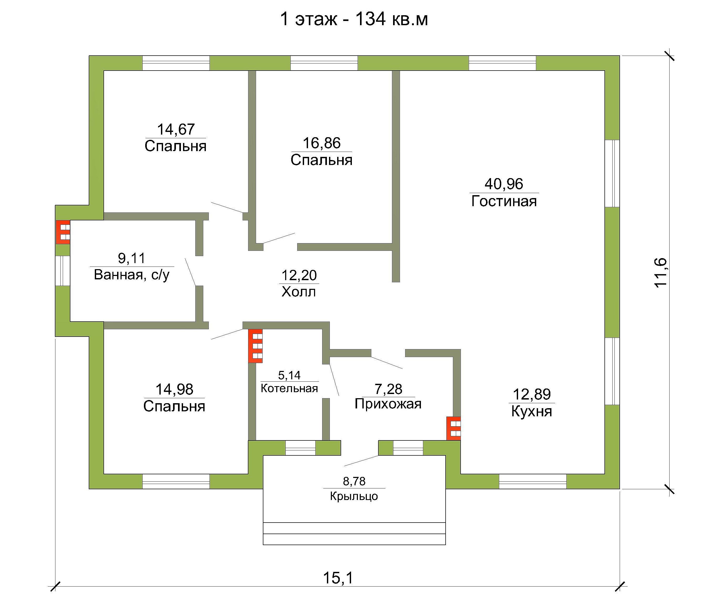 Готовый проект дома 134 кв.м / Артикул R-140 план