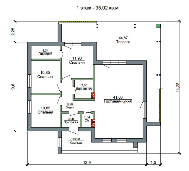 Готовый проект дома 95 кв.м / Артикул R-23 план