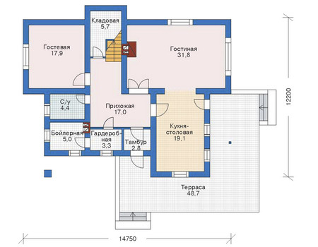 Проект бетонного дома 52-47 план