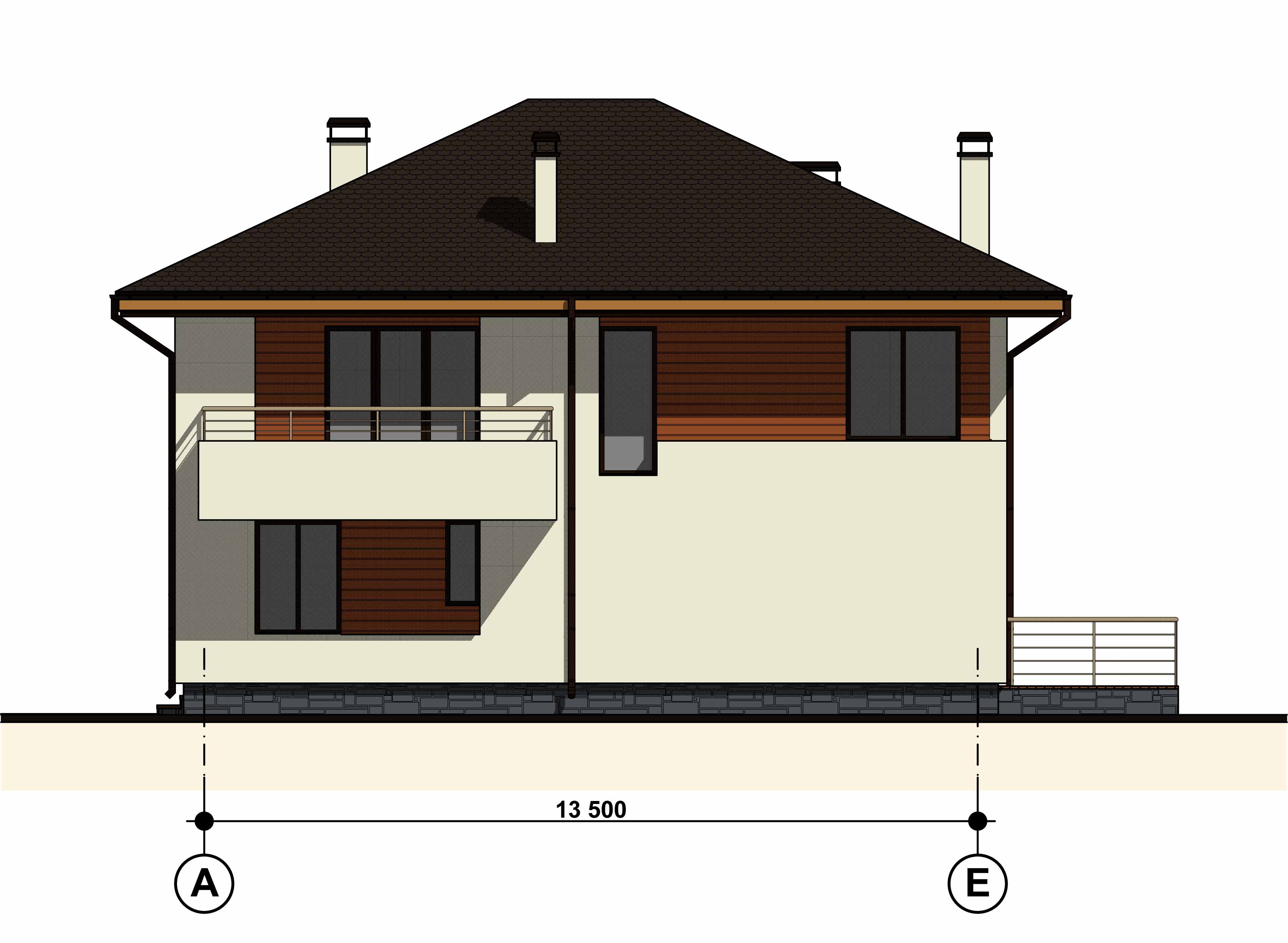 Двухэтажный жилой дом с гаражом  фасад