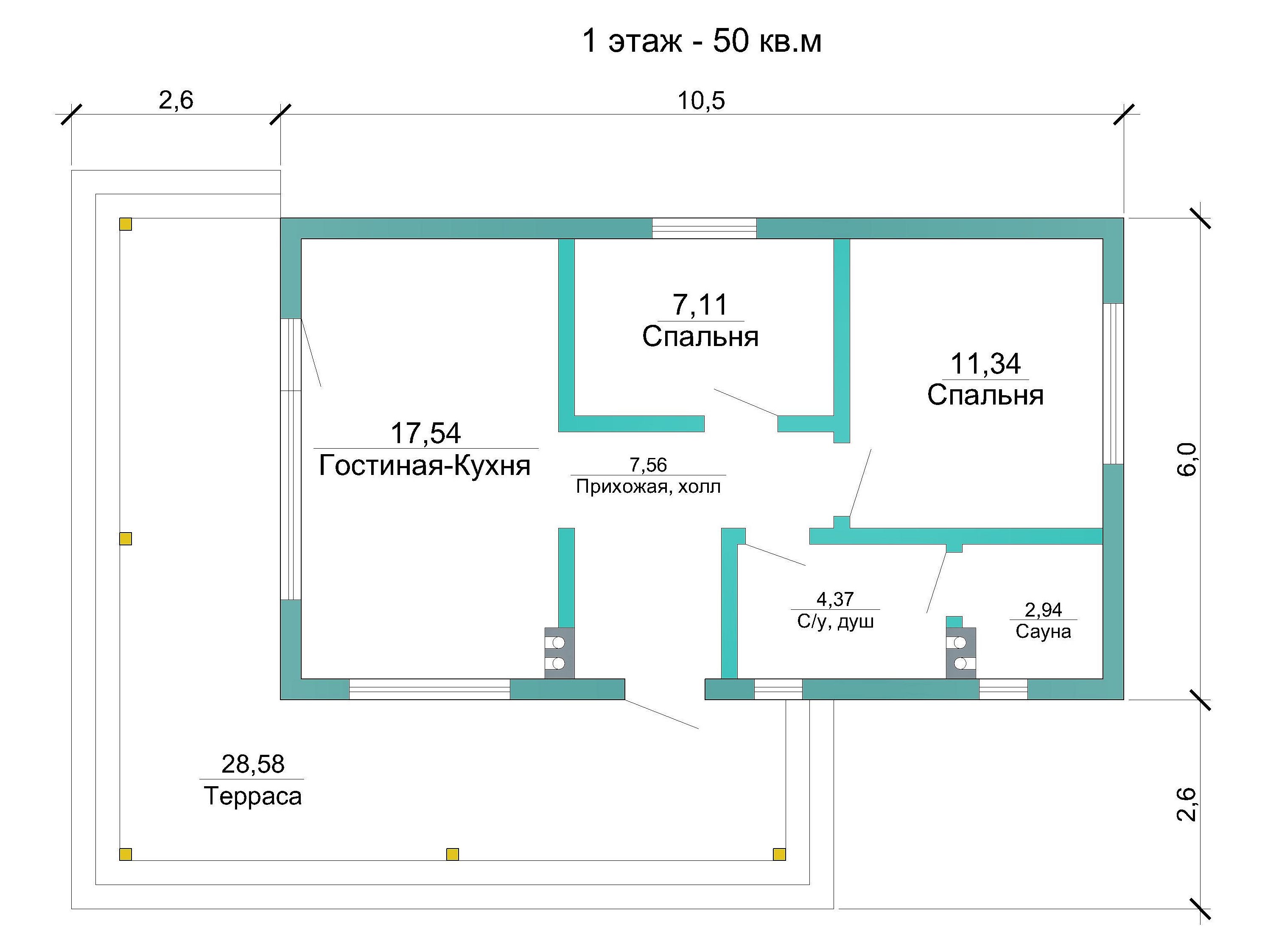 Проект каркасного дома 50 кв.м / Артикул ср-275 план