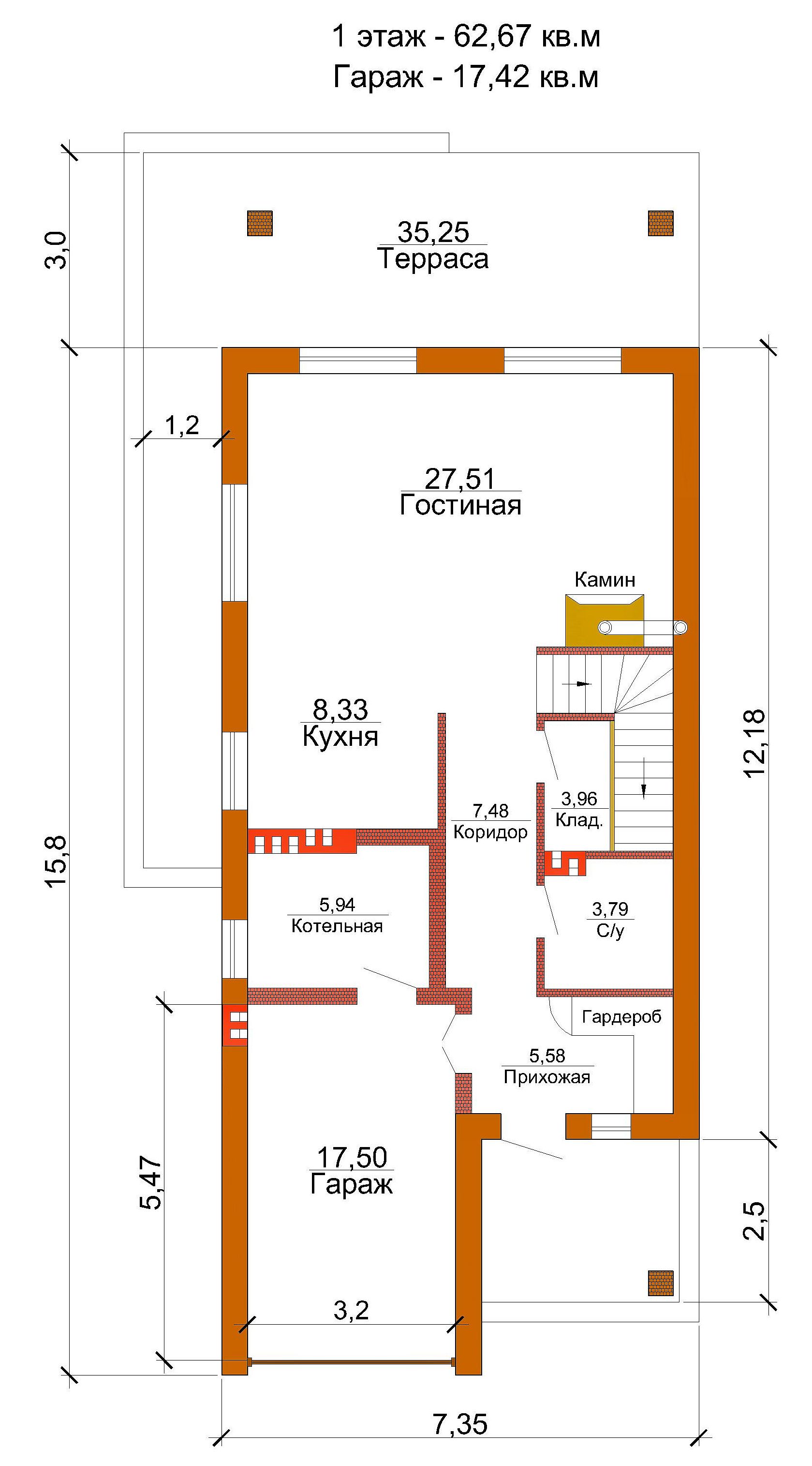 Готовый проект дома 127 кв.м // Артикул R-14 план