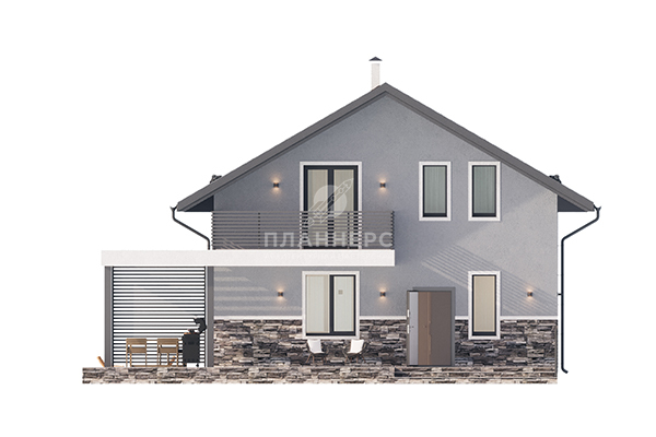 Проект загородного дома с мансардой 309-165-1М фасад