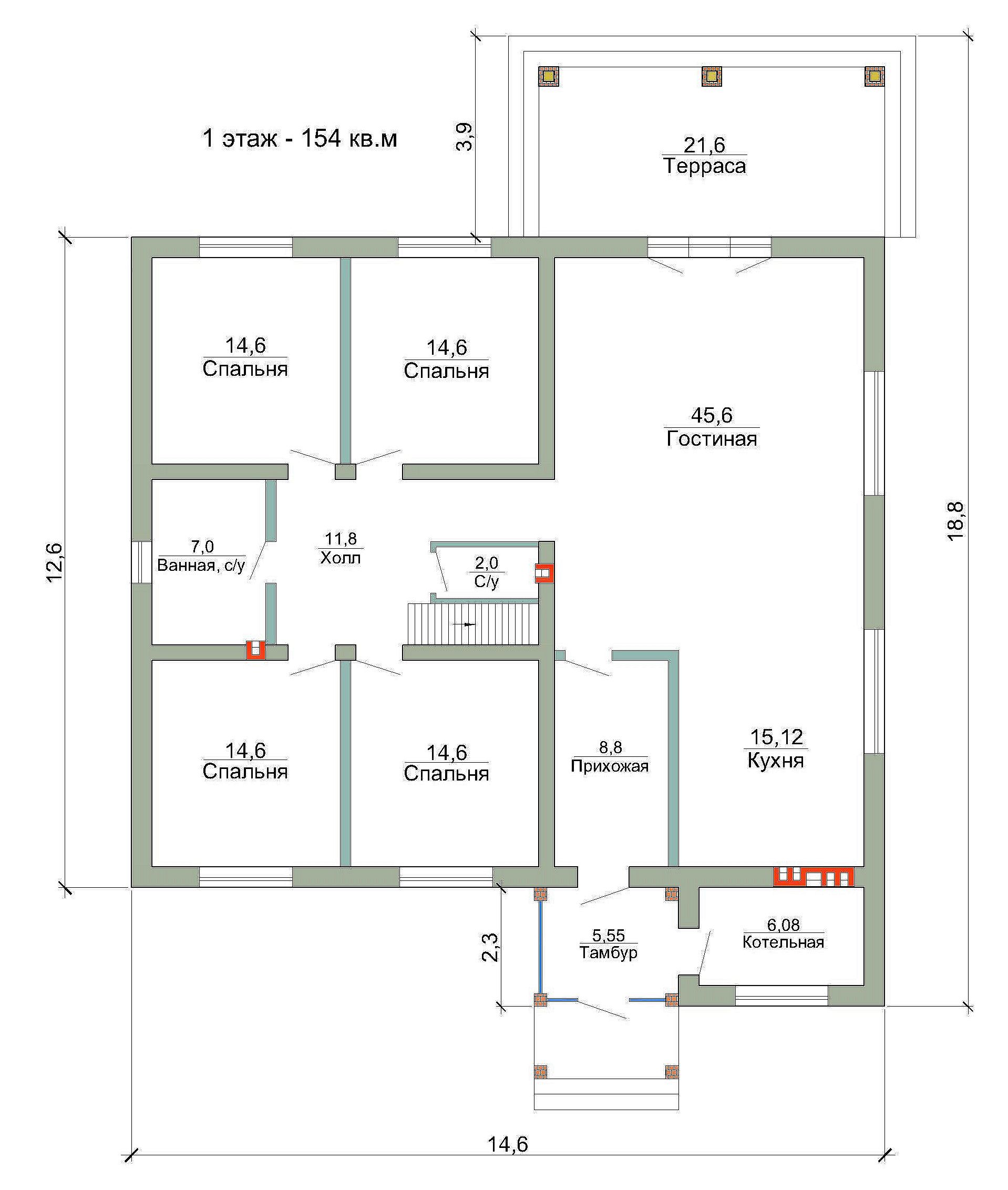 Готовый проект дома 154 кв.м // Артикул R-84 план