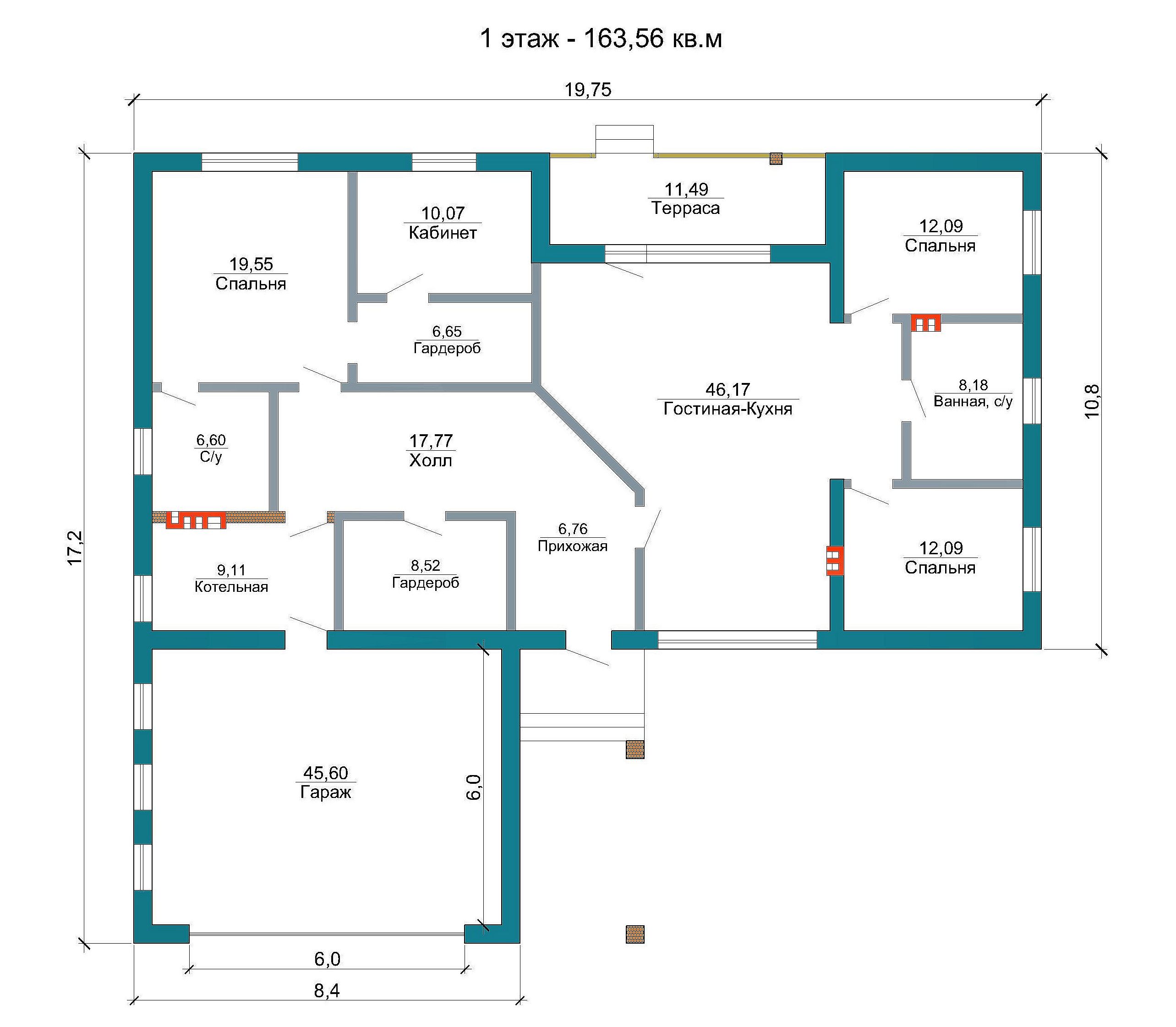 Готовый проект дома 163 кв.м / Артикул ВП-309 план