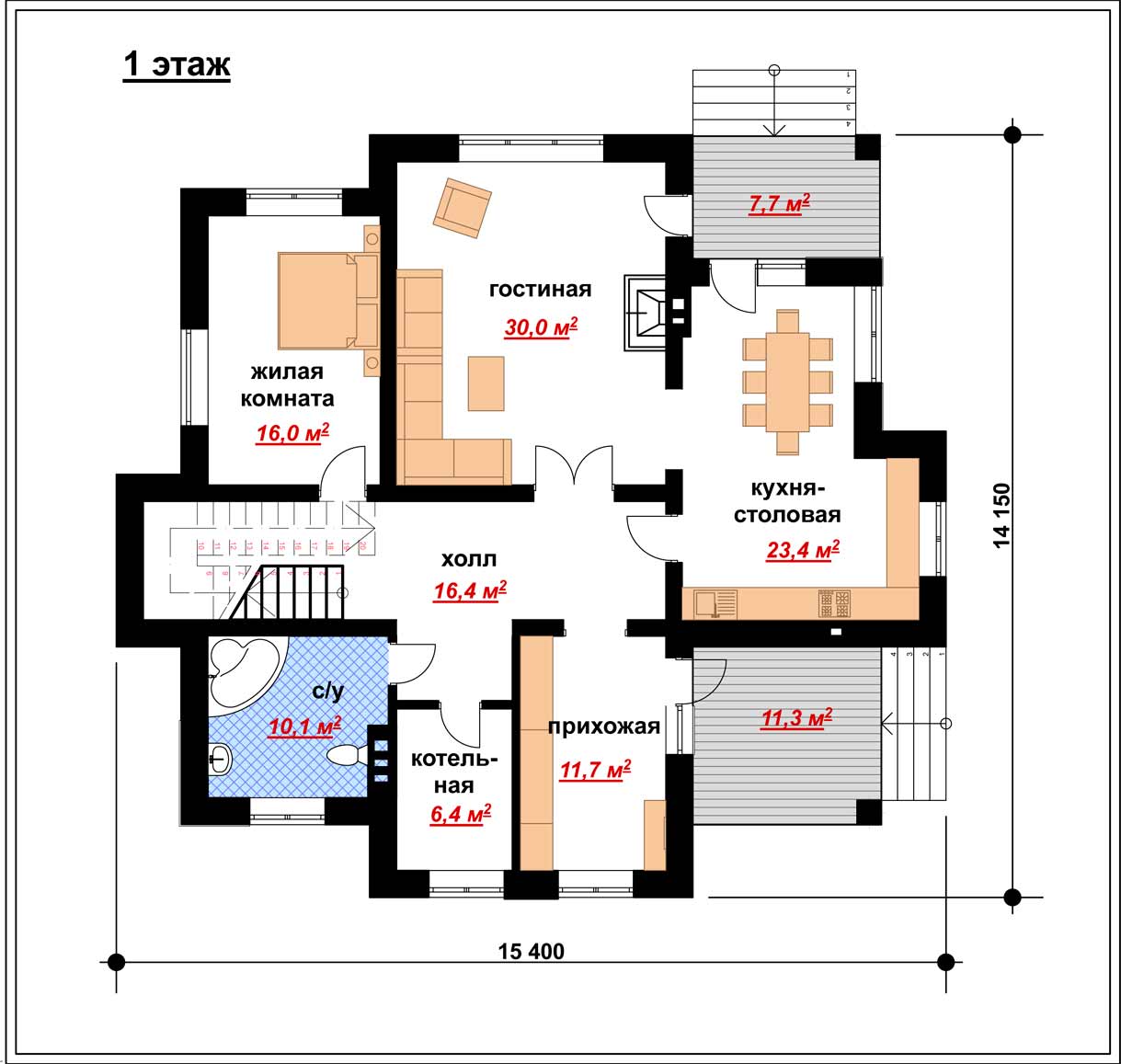 Двухэтажный жилой дом 003  план