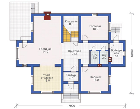 Проект бетонного дома 54-58 план