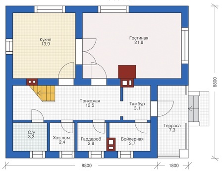 Проект бетонного дома 55-37 план