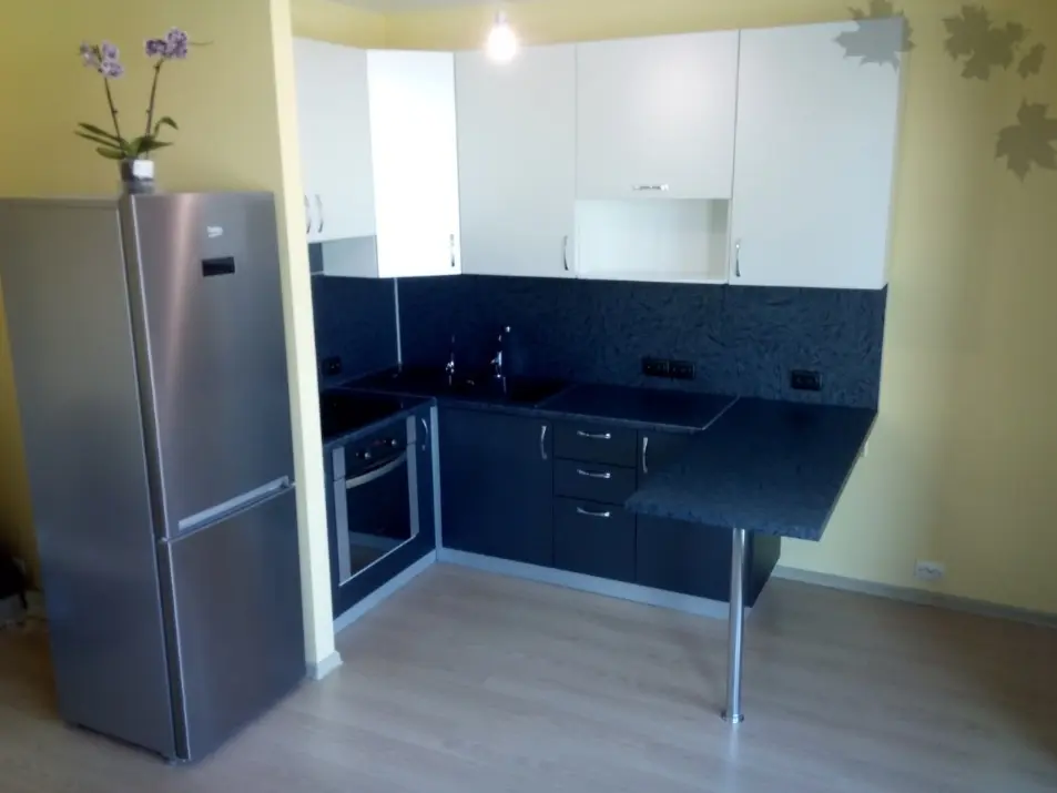 Кухня с барной стойкой для студии в ЖК Legenda от Premier Garden 2