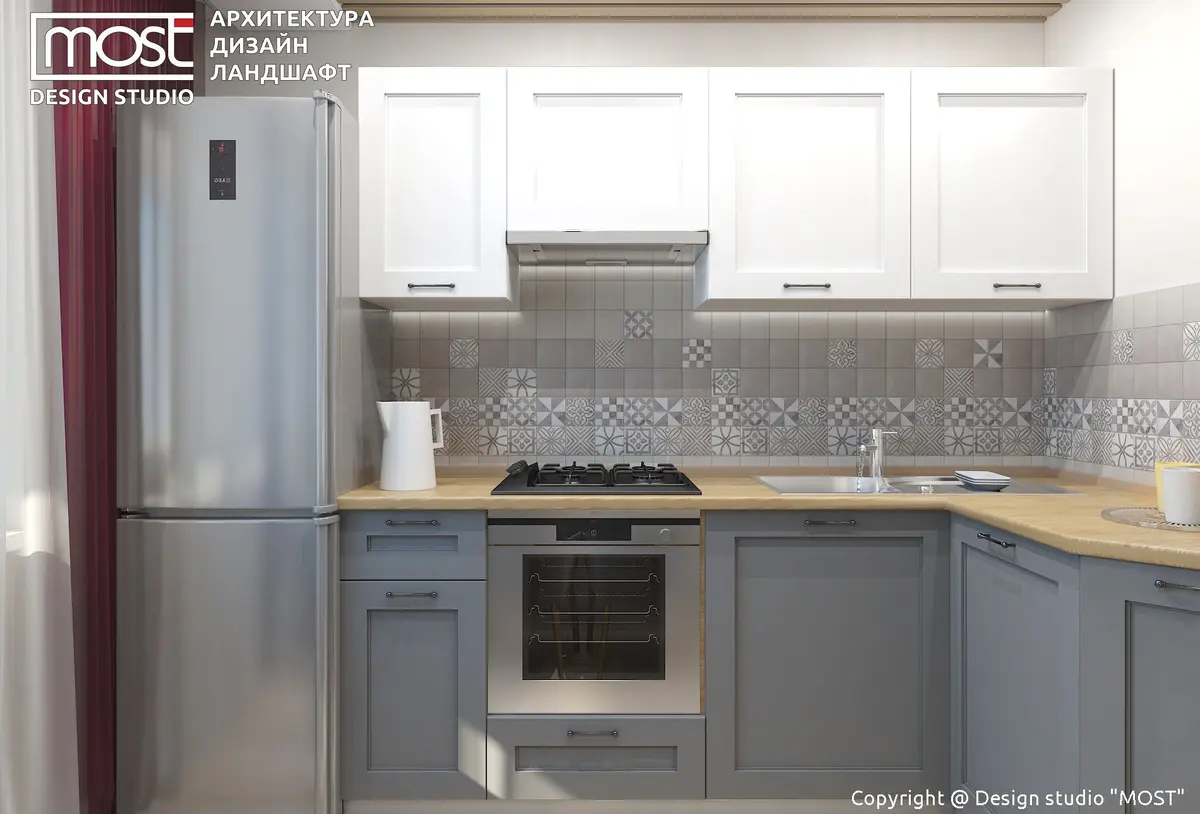 Кухня с серыми фасадами 3