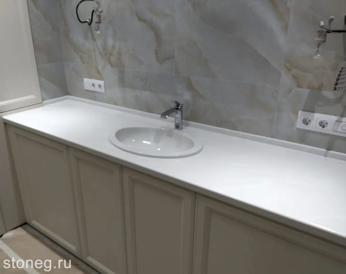 Мраморная столешница из камня Corian для ванной  4