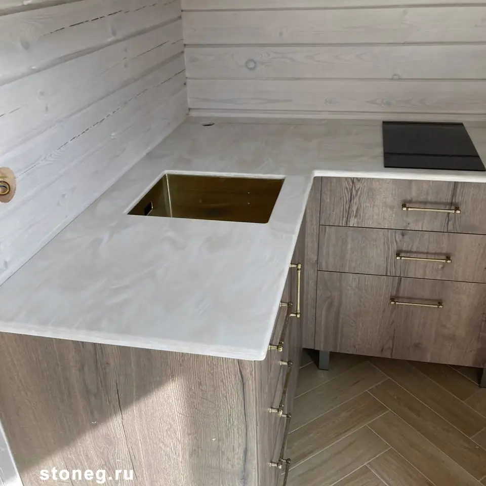 Hanex: столешница с барной стойкой из камня для загородного дома 3