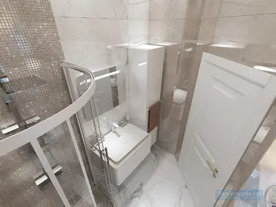 Санузел в трехкомнатной квартире, современный классический стиль    