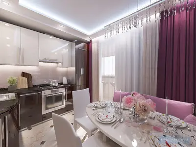 Кухня с балконом в современном стиле         