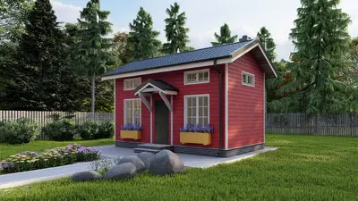Проект дома с антресолью и двухскатной крышей 30 м