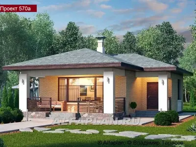 Проект компактного дома с террасой  "Виньон" 570а