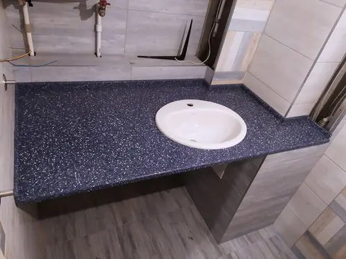 Столешница для ванной комнаты из искусственного камня Tristone F-102 Aquamarine 