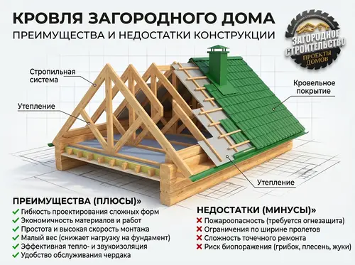 Особенности традиционных крыш с холодным чердаком для кровли загородного дома