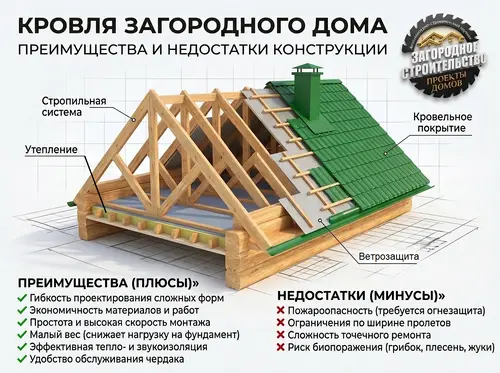 Особенности традиционных крыш с холодным чердаком для кровли загородного дома